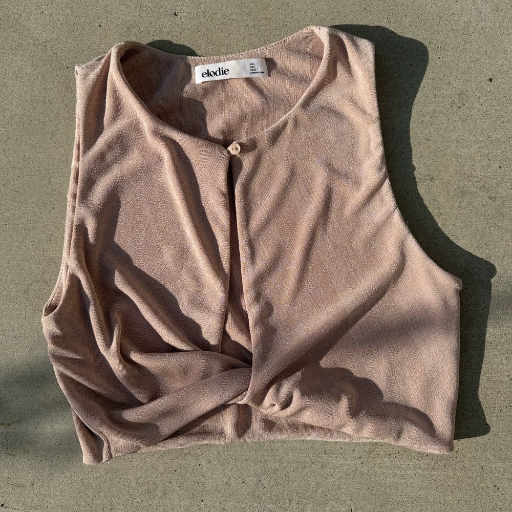 Elodie Pink Sleeveless Tie Front Crop Tank
